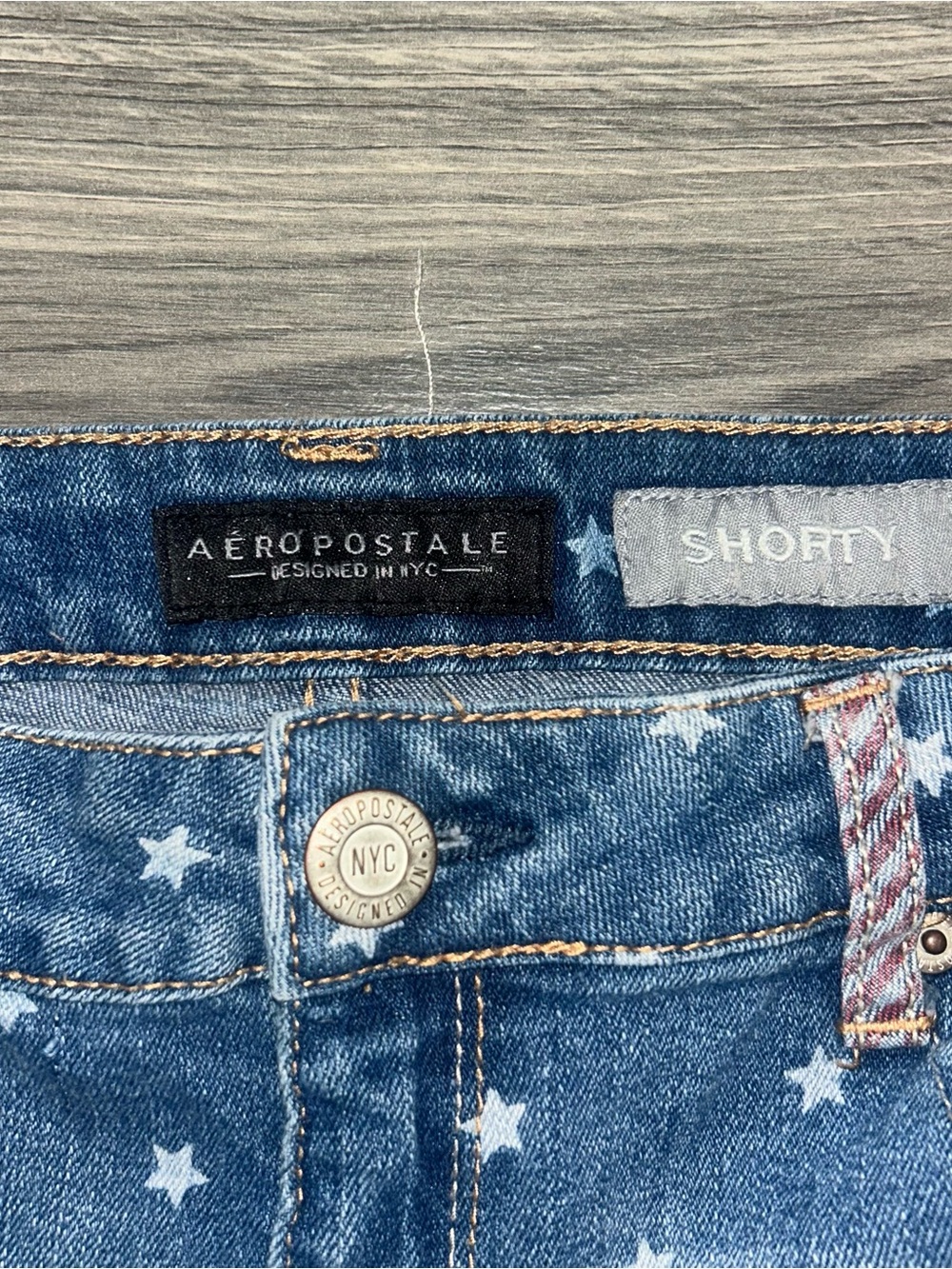 Denim Star-Print Women’s Shorts - Blue - Picture 2 of 7